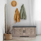 2-Tier Storage Bench, Shoe Bench with Padded Seat Cushion, Entryway Bench with 2 Barn Doors, Adjustable Shelf, 13.8" D x 39.4" W x 17.7" H, for Entryway, Living Room, Bedroom, Greige