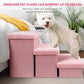 Dog Stairs with Furry Lids 18" H, 3-Step Wider Dog Steps with Storage for Small/Medium/Large Dogs Cats, Folding Sturdy Pet Stairs Climbing Bed or Sofa, Ramp for Car Hold Up to 200 lbs, Pink