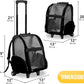 KOPEKS Deluxe Backpack Pet Travel Carrier with Double Wheels for Pets up to 10 Pounds - Black - Approved by Most Airlines