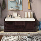 Storage Bench with 2 Drawers and 2 Cabinets, Pine Wood Pine Wood Shoe Bench with Removable Cushion for Living Room, Entryway 42.5" L x 15.9" W x 17.5" H (Espresso)