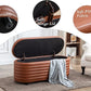 Storage Ottoman Bench Upholstered PU Leather End of Bed Stool with Safety Hinge for Bedroom, Living Room, Entryway (44.5-inch, Brown), TN2436