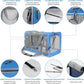 Pet Carrier for Large Cats of 20 Lbs, Collapsible Carrier Bag for Big Cat or 2 Kittens,Soft Sided Puppy Carrier with Sturdy Travel Transport Strap, Adequate Ventilation, 4 Mesh Windows (Blue)