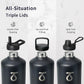 Trebo One Gallon Water Bottle Insulated with Paracord Handle,128oz Large Vacuum Double Wall Stainless Steel Insulated Jug with Straw Spout Handle Lids, Leakproof Keep Cold & Hot,Black