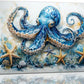 Octopus Bathroom Pictures Wall Art, Sea Animal Ocean Bathroom Wall Decor, Nautical Framed Painting Canvas Artwork for Bedroom Living Room Decorations 20"L x 16"W