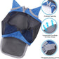 Horse Fly Mask with Ears & Long Nose Cover | Forelock Opening for Tangle-Free Mane Care | UV Protection & Breathable Mesh | No Rub Fit and Enhanced Visbility for Trail Riding RoyalBlue Pony