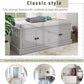 Storage Bench with 4 Doors and Adjustable Shelves, Shoe Bench with Removable Cushion for Living Room, Entryway 42.7" L x 16" W x 17.4" H (Gray Wash)