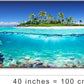 Tropical Island Coral Reef Landscape Canvas Wall Art for Living Room,Unique View Split Waterline Scenery,Beautiful Nature Summer Travel Scenic Picture Print Artwork Painting Decor,Inner Frame 20x40