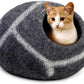 Luxurious Eco-Friendly Merino Wool Cat Cave Bed - Foldable Hideaway Pod for Indoor Cats - Premium Felt Kitten Beds - Covered Cat House for Ultimate Cozy Comfort by Woolygon