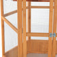 PawHut 69" Large Wooden Hexagonal Outdoor Aviary Flight Bird Cage with Covered Roof, Brown