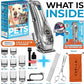 Full Metal Professional Dog Clippers for Grooming, Rechargeable, Low Noise Cordless, Pet Hair Clippers for Large Dogs, Heavy Duty Use with LED Display