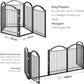 BHG Metal No-Assembly Freestanding Dog Gate with Door Walk Through, Extra Wide 120", Extra Tall 32" Pet Gate, Accordion Puppy Folding Playpen Dog Fence, with 2PCS Support (Black, 5 Panels)
