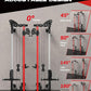Folding Power Rack, Wall Mounted Squat Rack with Dual Independent Pulley System, Multi-Function Power Cage with 5 Adjustable Function Modes, Power Rack Trainer for Space Saving Home Gym
