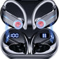 EUQQ Ear Buds Wireless Bluetooth Earbuds, Noise Cancelling Headphones 120H Playtime，IPX7 Waterproof Sports with Earhooks,LED Display Wireless Earphones for Running Gym Workout-Black