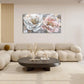 Extra Large Flower Wall Art Pink and White Floral Canvas Living Room Golden Pictures Framed Prints Oversize Wall Decor Big Painting Artwork for Bedroom Dining Office Home 60"x30"