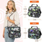 opux Lunch Bag Women Insulated, Adult Lunch Box Cooler, Flower Lunch Box, Dual Compartment Lunchbox for Work, Leakproof Double Decker Lunch Bag, Soft Lunch Pail Tote Girls Kids School, Floral Gray