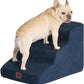 EHEYCIGA Curved Dog Stairs Ramp for Small Dogs 15.7" H, 3-Step Dog Steps for Couch Sofa and Chair, Pet Stairs for Cats, Non-Slip Balanced Pet Steps Indoor, Navy