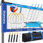 Badminton & Volleyball Combo Set 32 ft with Net, Anti-Sagging Design, 4 Badminton Rackets, 3 Birdies and PU Volleyball for Backyard Lawn Beach