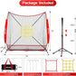 7x7 ft Baseball Net, Pitching & Batting Net with Batting Tee, Designed with Large Ball Collection System, 2 Strike Zones, Carry Bag, Baseball Softball Net for Batting Pitching Hitting and Throwing