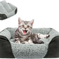 Miguel Washable Cat Bed for Indoor Cats With Removable Cushion, Easy to Wash Small Pet Sofa With Side, Rectangle Bolster Kitten Calming Cuddle Puppy Bed, Anti-Slip Bottom, Gray 18 Inch