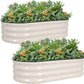 G GOOD GAIN Galvanized Metal Raised Garden Bed Kit - 4x2x1FT Outdoor Planter Box with Safety Edging and Gloves for Vegetables, Fruits, Flowers(White, 2PC)