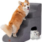 Gray Curved Dog Stairs Ramp for High Beds 28.7" H, 5-Step Dog Steps for Small Dogs and Cats, Pet Stairs for High Bed Climbing, Non-Slip Balanced Pet Step