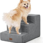 Made4Pets Dog Stairs for Small Dogs, Extra Wide Dog Steps for Bed Couch Sofa and Chair, 35D Foam Pet Steps for Small Dogs and Cats, Non-Slip Bottom Pet Stairs, Grey, 3 Steps