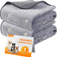 LOOBANI Washable Dog Pads, Fast Absorption Reusable, Waterproof Whelping, Non Slip Pet Playpen Mat for Dogs, Grey 2 Pack 36 x 72 in