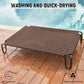 pettycare Elevated Outdoor Dog Bed - Cots Beds for Medium Dogs, Waterproof, Raised Cot, Easy to Assemble, Cooling with Teslin Mesh, Durable, Non Slip, Up to 40 lbs, Brown