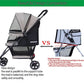 ROODO 3 Wheel Dog Pet Cat Stroller Best Lightweight Foldable Compact Portable Jogger All Terrain Travel Pet Gear Puppy Kitty Stroller for up to 30lbs Medium Small Dogs and Cats(Light Khaki)