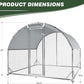 4ever2buy Large Metal Chicken Coop with Run Walk-in Poultry Cage Chicken Runs House Pen Cage Dome Roofed Chicken Coops with Anti-Ultraviolet Cover for Outdoor Yard Farm Use 9.5'W x 6.45'L x 6.3'H