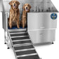 KANIS Professional Dog Washing Station - 304 Stainless Steel Pet Wash Sink & Grooming Bath Tub for Home with Ramp, Shower, Floor Grate, Storage Drawer, Faucet, Drain Kit for Large, Medium & Small Pets