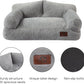 Hollypet Fluffy Plush Pet Cat Couch Soft Calming Pet Sofa Bed for Medium Small Cats and Dogs, Silver Gray