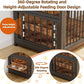 Large Dog Crate Furniture, 41 Inch Wooden Dog Crate, Heavy Duty Dogs Kennel with 2 Drawers Storage, 360° Adjustable Raised Feeder, Indoor Dogs House End Table