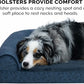 Furhaven Cooling Gel Dog Bed for Medium/Small Dogs w/ Removable Bolsters & Washable Cover, For Dogs Up to 35 lbs - Plush & Almond Print L Shaped Chaise - Blue Almonds, Medium