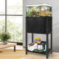 5-10 Gallon Fish Tank Stand, Heavy Duty Aquarium Stand with Cabinet & Power Outlets for Fish Tank Accessories Storage, Double Tank Stand 20.5" L* 11" W Tabletop, 220LBS Capacity Black