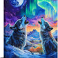 Wolf Wall Art Wolves Canvas Wall Decor Prints Framed Painting Aurora Pictures Gifts Artwork for Bathroom Bedroom Living Dining 16"x24"