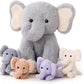 5 Pieces Elephant Stuffed Animals for Girls, 1 Mommy Elephant with 4 Babies Soft Plush Set Toys Gifts for Kids Children 3 4 5 6 7 8 9 Years, Christmas, Birthday, Children's Day
