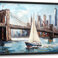 Extra Large Sailboat Framed Wall Art for Living Room,Oversized New York Brooklyn Bridge Pictures Wall Decor,Cityscape Canvas Print Painting Modern Artwork Bedroom Office Bathroom 36L" x 24W"