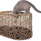 Fun Stackable Cat Condo for Indoor Cats - Interactive Play Faux Rattan Cat House for Indoor Cats Kitty, Pet Friendly Top/Side House Entry, Cat Bed Enclosed