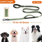 TwoEar 4FT 1IN Strong Green Dog Leash with 2 Padded Handles, Traffic Handle Extra Control, Comfortable Soft Dual Handle, Auto Lock Hook, Reflective Walking Lead for Small Medium and Large Dogs