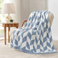 Snuggle Sac Twin Size Blue Blankets for Bed, Super Soft Warm Blankets Oversized Cozy Knit Fuzzy Blanket for Living Room, Chevron Blue,60x80 inches