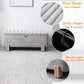 Kmax 45" Storage Bench Velvet Entryway Bench Upholstered Ottoman Bench with Wavy Top & Safty Hinge for Bedroom Living Room Hallway, Grey