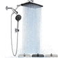 Veken Wide Rain Shower Head with Metal Main Body, High Pressure Showerhead with 6 Mode Handheld Spray Combo for Bathroom Accessories, Home Decor Detachable Dual Shower with Extension Arm,Silver Chrome
