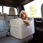 Snoozer Dog Car Seat: Lookout I Dog Booster Car Seat for Dogs Small 5-15 lbs, Pet Car Seat to Alleviate Car Sickness for Dogs, Included Harness Strap, Buckskin Removable Machine Washable Cover