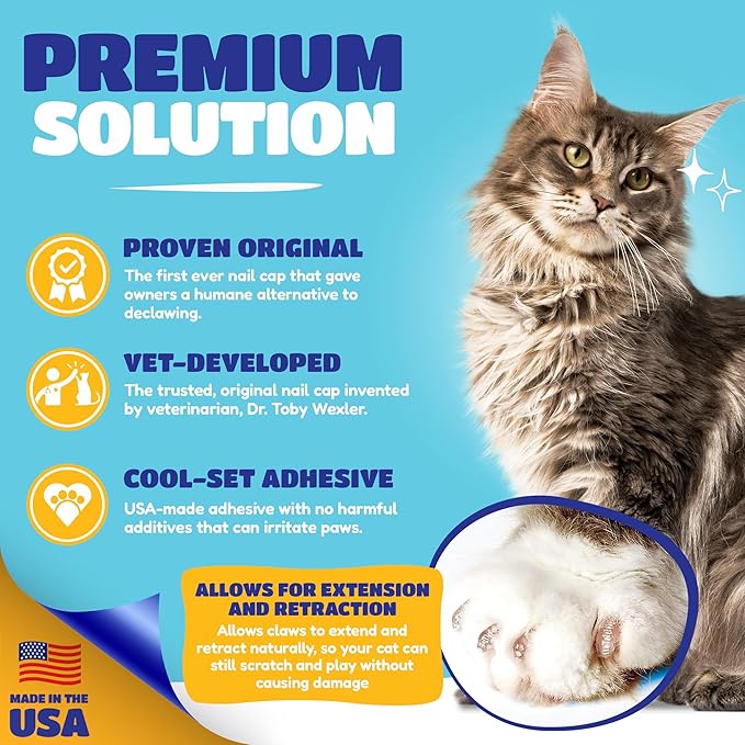 Soft Claws Cat Nail Caps for Medium Cats – (40 Caps, Green & Gold) - Made in USA - Veterinarian-Developed | Protects Furniture & Skin - Easy to Apply, Long-Lasting Anti-Scratch Soft Cat Claw Covers