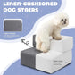Foldable 18 Inch Wide 3 Step Wide Dog Stairs for Large Dogs, 18 Inch Height Foam Dog Steps for Bed & Couch, Linen Covered Pet Stairs for Dogs to Get on Bed, Outdoor Foam Pet Steps for for Cars & SUV