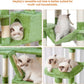 Heybly Cat Tree, 68 inch Multi-Level Cat Tower for Indoor Cats, 2 Widened Plush Perches Cat Condo with Scratching Board and Big Caves, Green HCT025GR