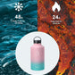 BUZIO 64 oz Water Bottle Insulated with Straw & 3 lid and Carrying Pouch, Leak Proof Half Gallon Stainless Steel Water Flask Jug, Cold for 48 Hrs Double Vacuum Thermo Canteen, BPA-Free, Bubble Gum