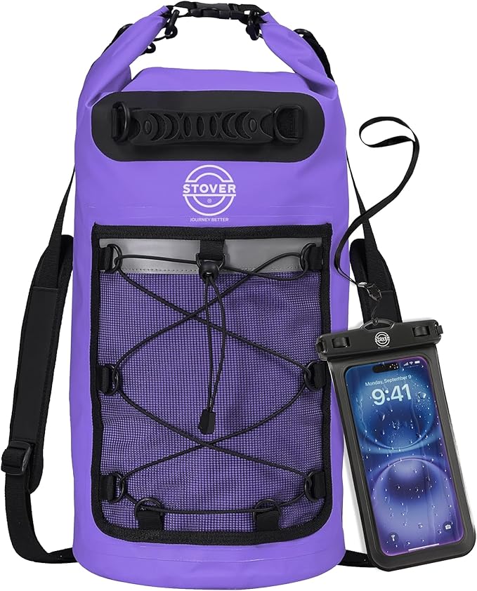 STOVER 5/10/25/30/40/55L Waterproof Backpack- Floating Dry Bag for Kayaking, Travel, Beach, Hiking, & Camping, Men/Women