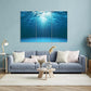 Nature Wall Art Prints - Ocean Forest Mountain Lake Canvas Landscapes - Small to Extra Large Living Room Bedroom Kitchen Bathroom Décor (Sun Rays Under Water, 35L" x 53W" - 3 Panels)